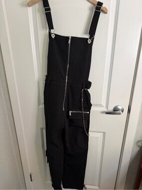 Maniere De Voir Black Utility Jean Overalls with Chain Detail